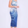 One Shoulder Denim Print Dress - Image 3