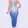 One Shoulder Denim Print Dress - Image 6
