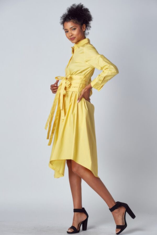 Shirt Dress With Tie Up Belt Detail - Image 3