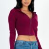 French Terry Crop Zip Up Hoodie - Image 2