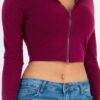French Terry Crop Zip Up Hoodie - Image 3