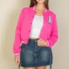 Ezwear Letter Patched Crop Varsity Jacket - Image 3