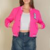 Ezwear Letter Patched Crop Varsity Jacket - Image 4